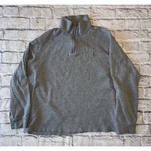 Polo Ralph Lauren Sweater Men's XL Gray 1/4 Zip Long Sleeve High‎ Neck Logo